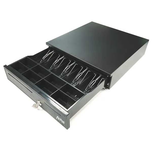 AVPos Cash-U290 Cajon Portamonedas 41cm Automatico - 5 Posiciones Billetes -8 Posiciones Monedas-RJ11-Acero Alta Resistencia